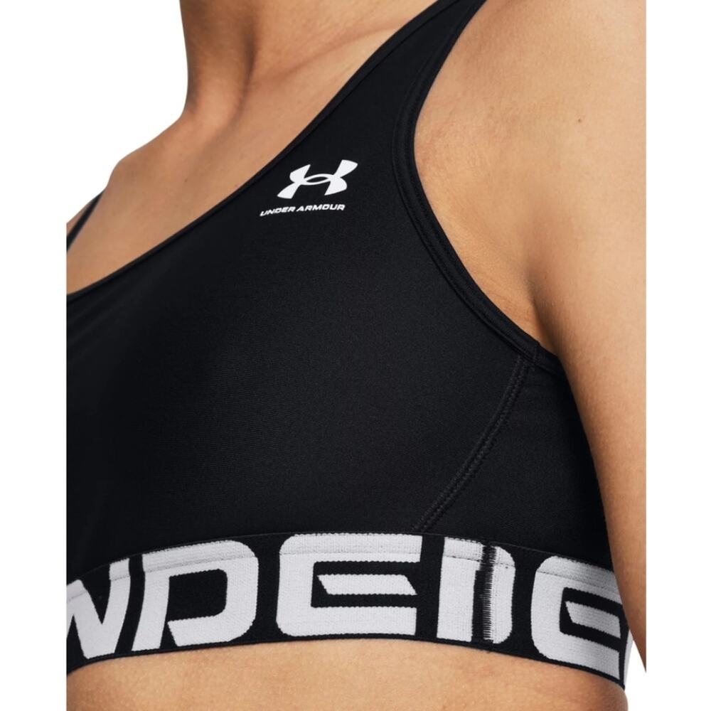 Under Armour NWT HeatGear Mid Branded Sports Bra Black Compression Support Large - Picture 4 of 13